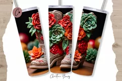 3D Western Christmas Cowboy Boots Tumbler Wrap PNG Product Image 1