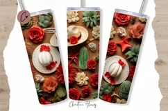 3D Western Christmas Cowboy Tumbler Wrap PNG Product Image 1