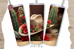 3D Western Christmas Cowboy Hat Tumbler Wrap PNG Product Image 1