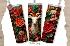 3D Western Christmas Deer Tumbler Wrap PNG Product Image 1