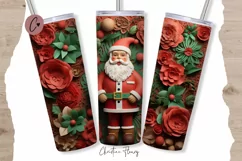3D Western Christmas Santa Tumbler Wrap PNG Product Image 1