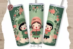 Cute Christmas Carolers Tumbler Wrap PNG Product Image 1