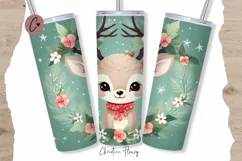 Cute Christmas Reindeer Tumbler Wrap PNG Product Image 1