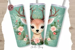 Cute Christmas Reindeer Tumbler Wrap PNG Product Image 1