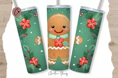 Cute Christmas Gingerbread Man Tumbler Wrap PNG Product Image 1