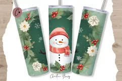 Cute Christmas Snowman Tumbler Wrap PNG Product Image 1