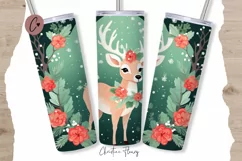 Cute Christmas Reindeer Tumbler Wrap PNG Product Image 1