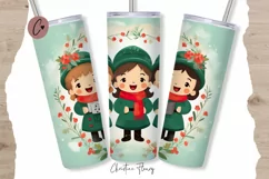 Cute Christmas Carolers Tumbler Wrap PNG Product Image 1