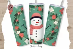 Cute Christmas Snowman Tumbler Wrap PNG Product Image 1