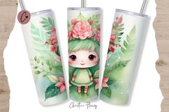 Cute Watercolor Christmas Elf Tumbler Wrap PNG Product Image 1