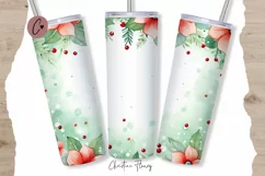 Cute Watercolor Christmas Frame Tumbler Wrap PNG Product Image 1