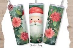 Cute Watercolor Christmas Santa Tumbler Wrap PNG Product Image 1