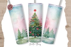 Cute Watercolor Christmas Tree Tumbler Wrap PNG Product Image 1
