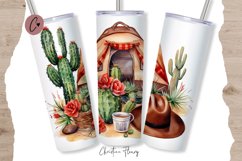 Watercolor Western Camping Tumbler Wrap PNG Product Image 1