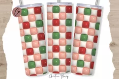 Inflated Checkered Christmas Tumbler Wrap PNG Product Image 1