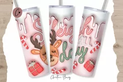 3D Inflated Sleigh All Day Tumbler Wrap PNG Product Image 1