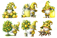 Cute Watercolor Lemon Gnome Clipart, Fruit Gnome Png. Product Image 3