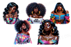Praying Black Woman Clipart, Afro Faith Girl Png. Product Image 2