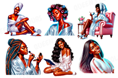Self Care Clipart, Self Love Png, Afro Girl Spa Time Product Image 2