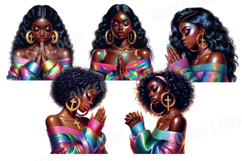 Praying Black Woman Clipart, Afro Faith Girl Png. Product Image 3