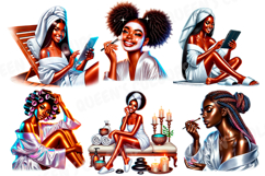 Self Care Clipart, Self Love Png, Afro Girl Spa Time Product Image 3