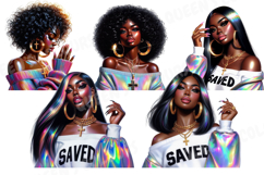 Praying Black Woman Clipart, Afro Faith Girl Png. Product Image 4