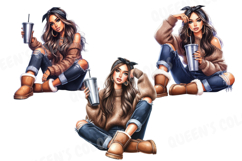 Autumn Latina Woman Png, Cozy Fall Latina Girl Product Image 8