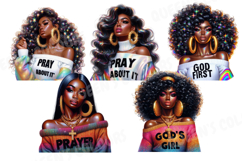 Praying Black Woman Clipart, Afro Faith Girl Png. Product Image 5