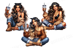 Autumn Latina Woman Png, Cozy Fall Latina Girl Product Image 6