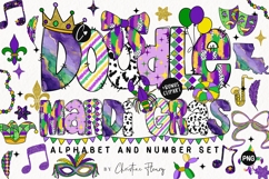 Doodle Mardi Gras Alphabet PNG Bundle BONUS Clipart Product Image 1