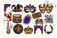 Faux Latch Hook Mardi Gras Clipart Bundle - 45 Elements Product Image 5