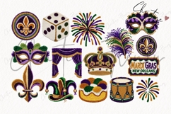 Faux Latch Hook Mardi Gras Clipart Bundle - 45 Elements Product Image 6