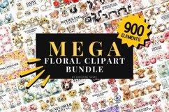 MEGA Floral Clipart Bundle - Over 900 Elements Product Image 1
