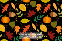 Fall Harvest Digital Paper | Autumn Leaves Seamless Pattern Product Image 1