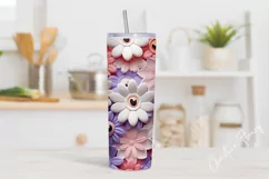 Kawaii 3D Flower Eyes Tumbler Wrap PNG Product Image 2
