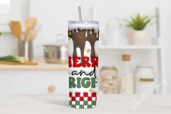 3D Inflated Merry and Bright Tumbler Wrap PNG Product Image 2