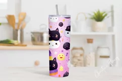 Kawaii Halloween Kitty Tumbler Wrap PNG Product Image 2