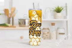 3D Inflated Bee Happy Tumbler Wrap PNG Product Image 2