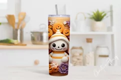 Kawaii 3D Halloween Monster Tumbler Wrap PNG Product Image 2