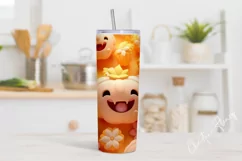 Kawaii 3D Jack O Lantern Tumbler Wrap PNG Product Image 2