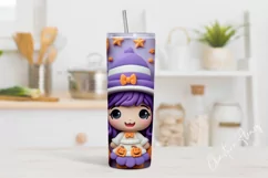 Kawaii 3D Purple Witch Tumbler Wrap PNG Product Image 2