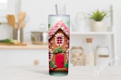 3D Christmas Gingerbread House Tumbler Wrap PNG Product Image 2