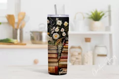 3D Embroidered Books and Wildflowers Tumbler Wrap PNG Product Image 2