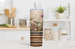 3D Embroidered Books and Wildflowers Tumbler Wrap PNG Product Image 2