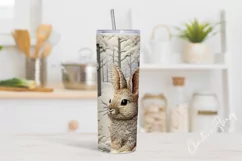 3D Embroidered Snow Bunny Tumbler Wrap PNG Product Image 2