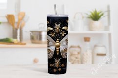 3D Embroidered Gold Moths Tumbler Wrap PNG Product Image 2
