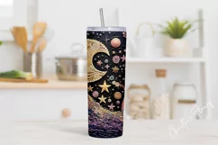 3D Embroidered Moon and Stars Tumbler Wrap PNG Product Image 2