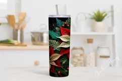 3D Embroidered Poinsettias Tumbler Wrap PNG Product Image 2