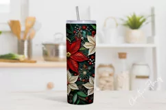 3D Embroidered Poinsettias Tumbler Wrap PNG Product Image 2