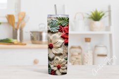 3D Embroidered Christmas Flowers Tumbler Wrap PNG Product Image 2